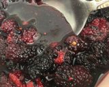 A picture of step 3 of No churn mulberry swirl ice cream.