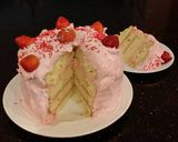 A picture of step 31 of White Chocolate Layer Cake Filled with Strawberry Mousse and Frosted with Whipped Strawberry White Chocolate Ganache.