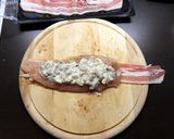 Baconbe göngyölt gombával töltött csirkemell recept fázis 5 fotója