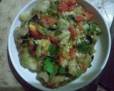 A picture of step 4 of Begun pora (roasted brinjal).