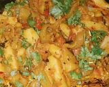A picture of step 6 of Allu baingan fry.