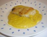 Foto del paso 10 de la receta Bacalao con salsa de pimientos amarillos y cúrcuma