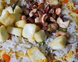 A picture of step 7 of Navaratan Pulao.