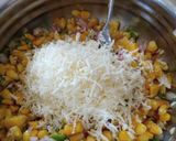 A picture of step 2 of Chilli corn cheese toast.
