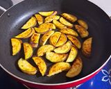 A picture of step 2 of Eggplant and King Oyster Mushrooms Stir-Fried with Basil.