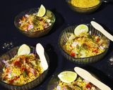 A picture of step 2 of Moong dal chaat.