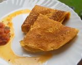 A picture of step 8 of Besan cheela with tamater chutney.