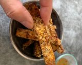 A picture of step 5 of Tofu chips with plum sauce.