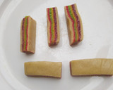 A picture of step 5 of Rainbow cookies.