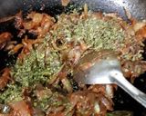 A picture of step 3 of Tadka arbi(Taro roots).