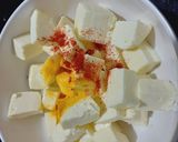 A picture of step 1 of Kathiyawadi paneer masala.
