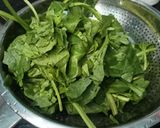 A picture of step 1 of Palak paneer.