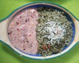 A picture of step 12 of Green Rice with Paneer and Vegetables in Creamy Cheesy Ragi Sauce.