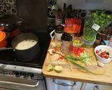 A picture of step 1 of Noodle soup (Tom Yam soup).