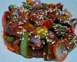 A picture of step 4 of Mongolian Chicken.
