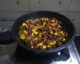 A picture of step 3 of Mexican beans enchiladas.