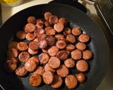 A picture of step 1 of Larry's (next lvl) sausage and cabbage.