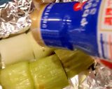A picture of step 3 of Leek baked in aluminium foil.
