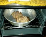 A picture of step 1 of Hasselback potatoes.