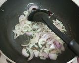 A picture of step 6 of Burmese samosa curry with saffron rice.