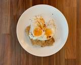 Potato hash browns with fried eggs