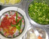A picture of step 2 of Shimla mirchi aor allu.