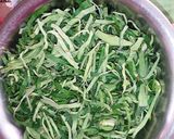 A picture of step 1 of Arvi (colocasia) leaves Dhokla/Patra.