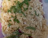 A picture of step 3 of Tomato Basil pasta salad.