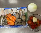 A picture of step 1 of Seafood Pan Rice.