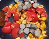 A picture of step 2 of Veggie Sausage Breakfast Fry Up.
