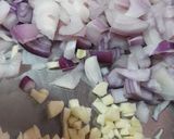 A picture of step 1 of Freanch Beans and Aloo Mater Ki Sabzi.