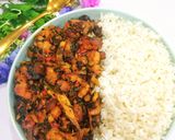 A picture of step 1 of Plantain Veggies & white rice.