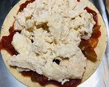 A picture of step 4 of Mini Shredded Salsa Chicken Tortilla Pizzas 🍕.