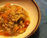 A picture of step 5 of Pearl Barley Veggie Soup (antioxidant boosting and no oil).
