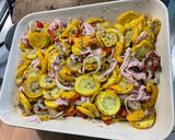Une image de l'étape 19 de Gratin de courgettes jaunes et poivrons bicolores au jambon, mozzarella et crème de parmesan.