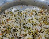 A picture of step 6 of Mung sprout and methi pulao.