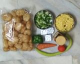 A picture of step 1 of Bhelpuri Golgappe cheesy Pizza.