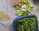 Hình bước làm 1 của món Mướp, rau muống, giá đỗ xào (món chay)