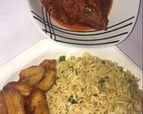 A picture of step 6 of Stir fried rice, chicken stew and fried plantain.