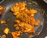 A picture of step 3 of Kimchi Fried Rice.