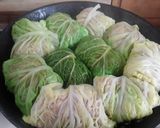 A picture of step 3 of Sig's German style stuffed cabbage rolls with creamy mash.