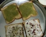 A picture of step 2 of Capsicum onion grilled cheese sandwich.