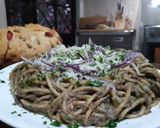 Foto del paso 6 de la receta: Espaguetti con salsa de berenjena rostizada y queso de oveja