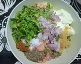 A picture of step 2 of Dahi Chicken Kabab with a Yogurt Mint Coriander Dip.