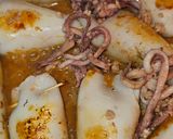 Foto del paso 9 de la receta Calamares rellenos de langostinos y sepia en salsa de langostinos y crujiente de almendras