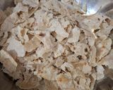 A picture of step 1 of Meethi choori(roti flakes cooked in ghee and jaggery).