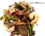 Foto del paso 11 de la receta: Salteado de verduras con gambitas y jamón