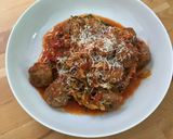 A picture of step 4 of Courgetti with meatballs.