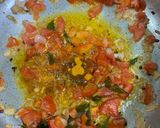 A picture of step 7 of Sweet and sour Tomato Curry serve with white rice.