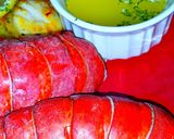 A picture of step 6 of Mike's Himalayan Salt Block Lobster Tails & Sweet Saffron.